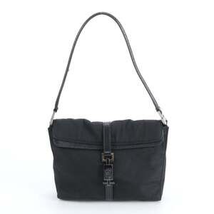 Gucci Jackie 001 3734 Leather Nylon Shoulder Bag Handbag Black Women's
